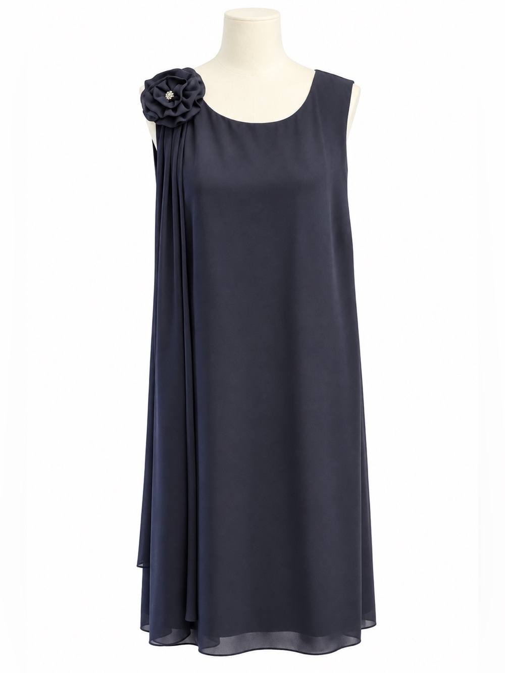 Jessica Howard Navy Sleeveless Rosette Shift Dress NWT